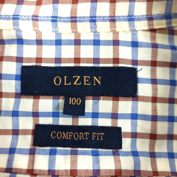 Olzen Men’s Plaid Buttoned Short Sleeve Shirt - Picture 4 of 9